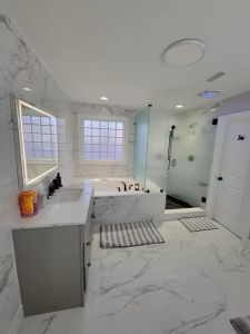 Completed bathroom renovation by Big Easy Renovations